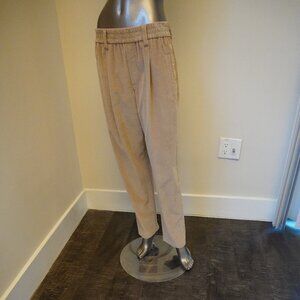 Brunello Cucinelli Monili Corduroy Pants Tan Relaxed Leg Pull On Size 6 $1395